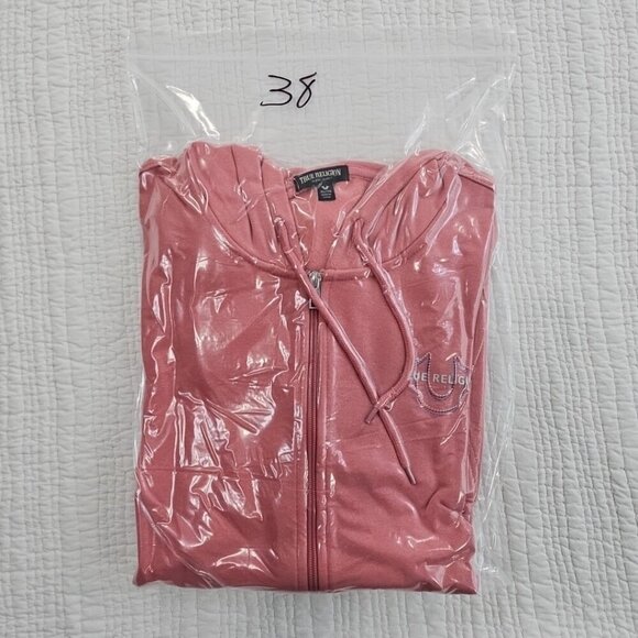 True Religion Full Zip Hoodie NWT Men's XL Red Overlap Logo NEW Kangaroo Pocket - Picture 12 of 12